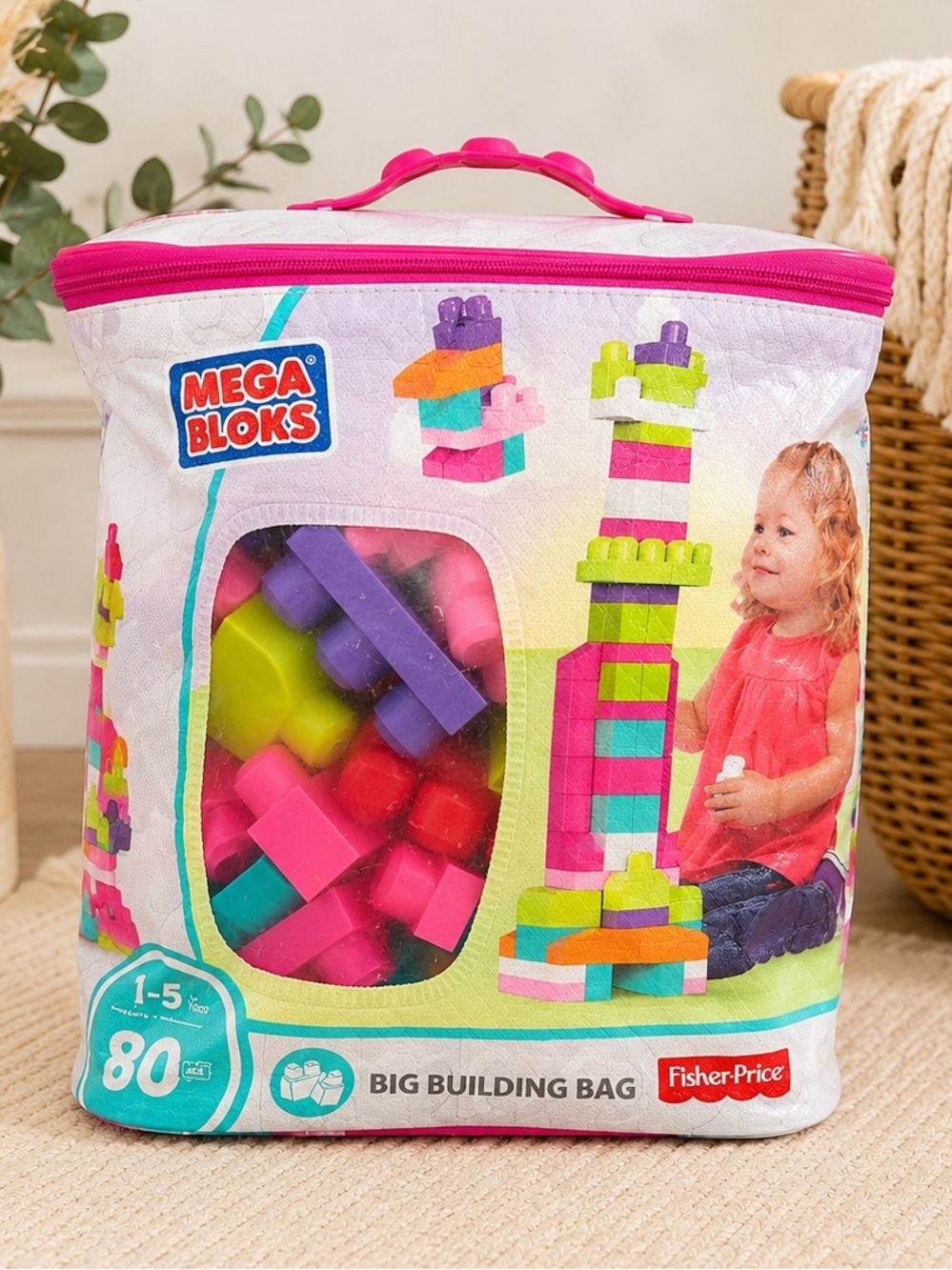 Mega Bloks Bright Building Block Set Ages 1-5, 80 pieces